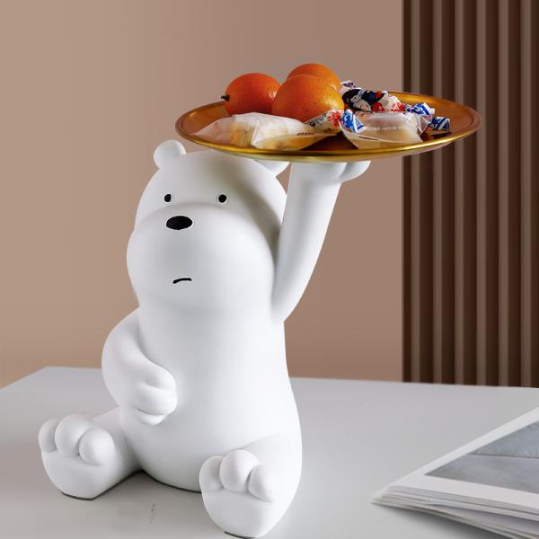 White Polar Bear Figurine Decoration Plate