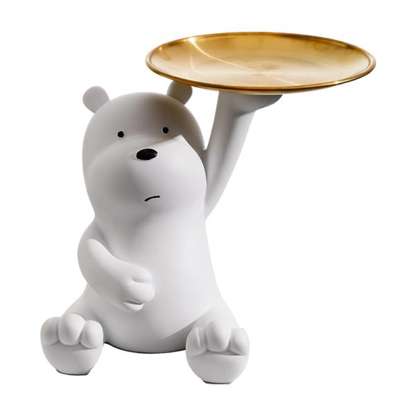 White Polar Bear Figurine Decoration Plate