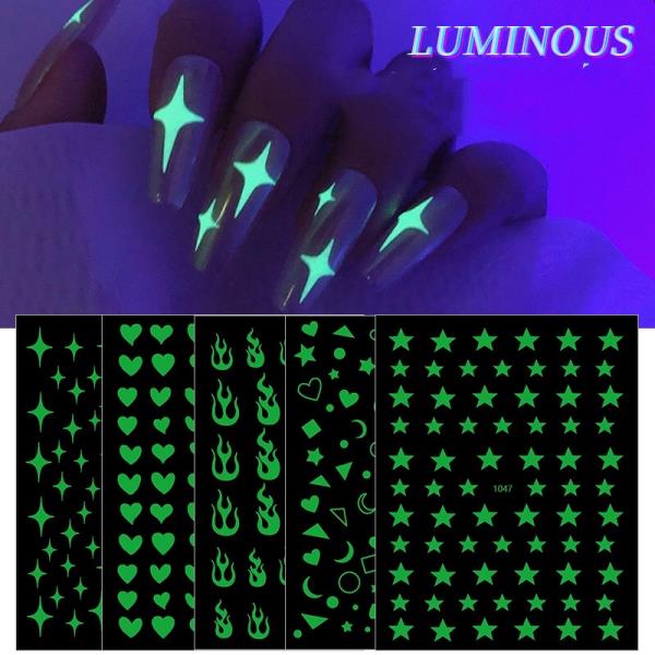 Shimmering 3D Luminous Nail Stickers