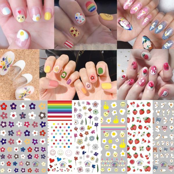 5 Sheets Flower Nail Decal Transfer Stickers