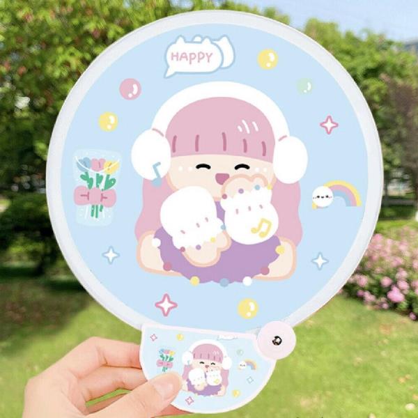 Cartoon Portable Round Handhold Fan