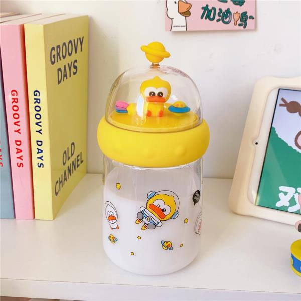 3D Yellow Duck Figurine Milk Water Bottle