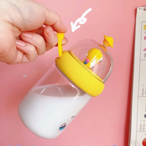 3D Yellow Duck Figurine Milk Water Bottle