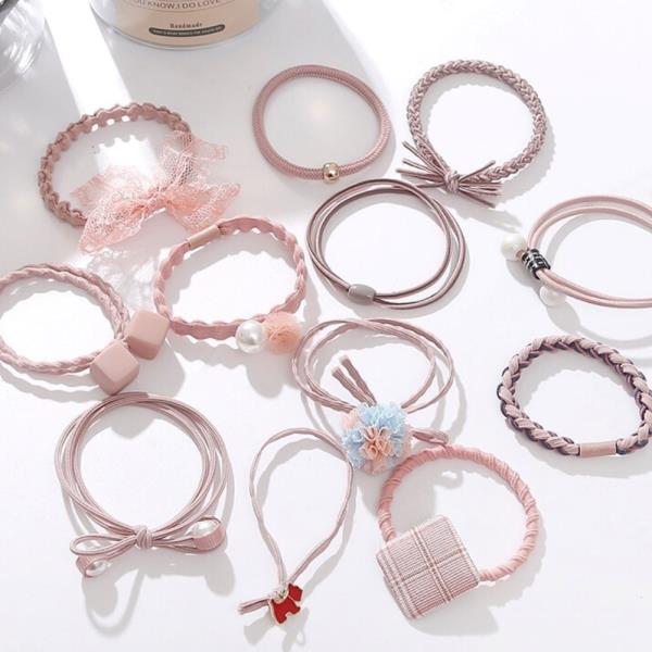 12 Pcs Lady Lace High Elastic Hair Ties