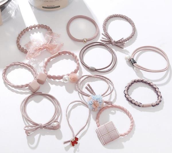 12 Pcs Lady Lace High Elastic Hair Ties