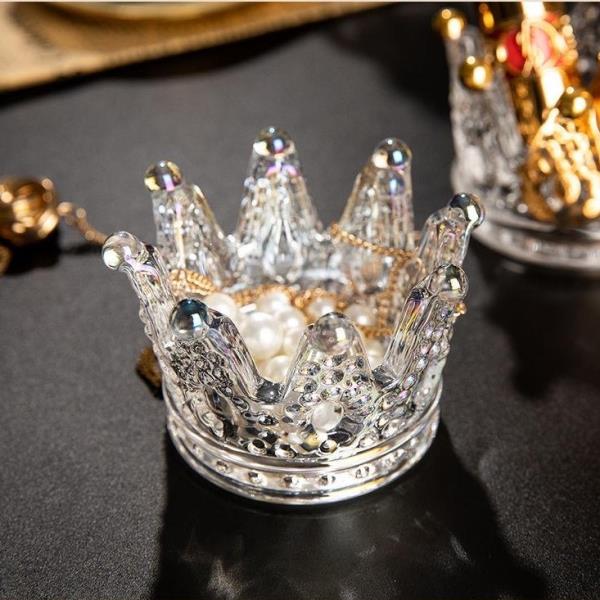 Crystal Glass Crown Candle Holder