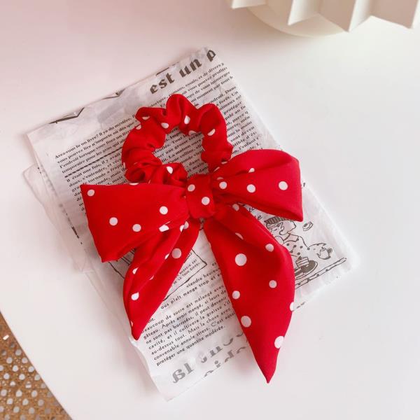 2 Pcs Red Tartan Bow Hair Tie Pin Set