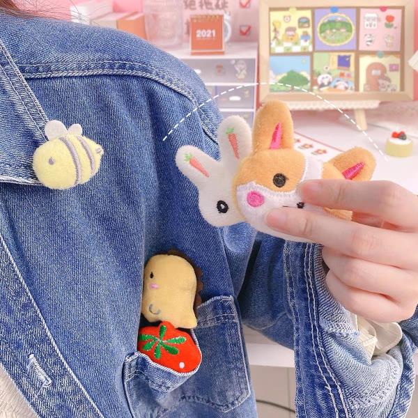 6 Cartoon Fluffy Animal Brooches