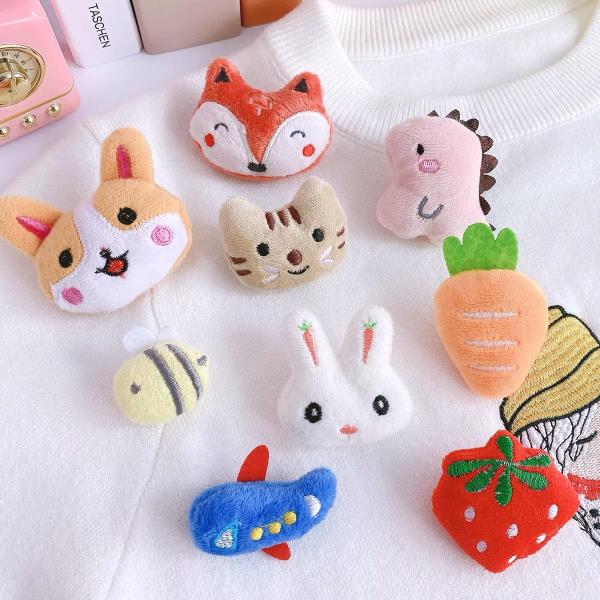 6 Cartoon Fluffy Animal Brooches