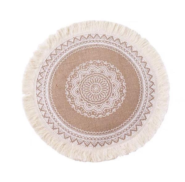 2 Pcs Bohemian Braid Lace Linen Table Dining Placemats