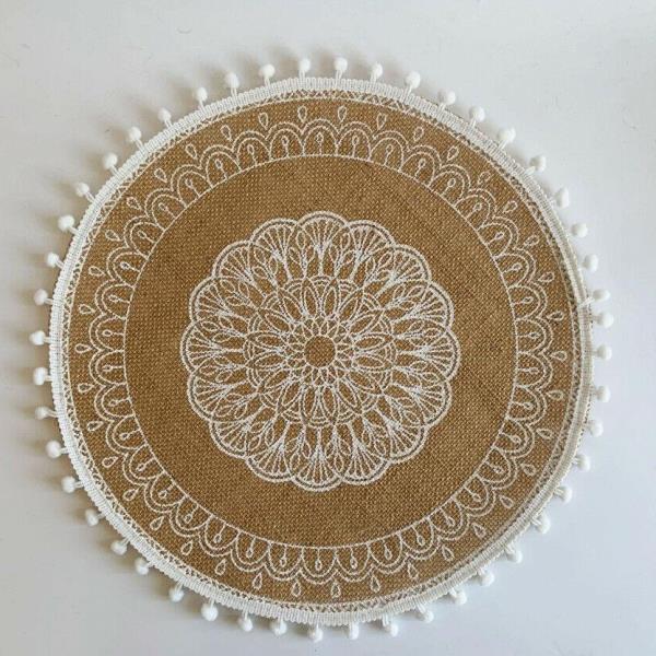 2 Pcs Bohemian Braid Lace Linen Table Dining Placemats