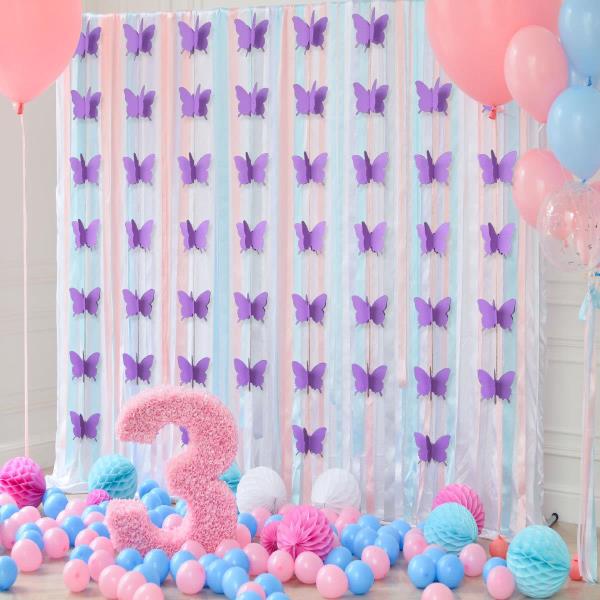 3D Wedding Birthday Butterfly Tassel Paper Banner