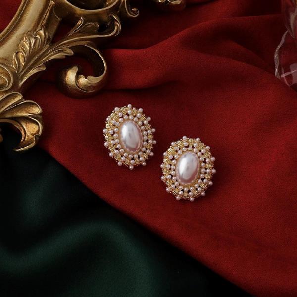 Gold Retro Vintage Pearl Hollow Earrings