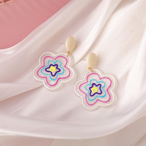 Acrylic Heart Flower Earrings