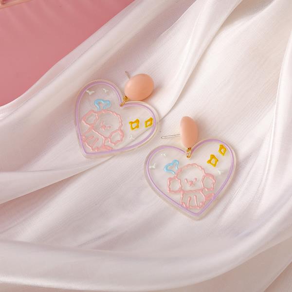 Acrylic Heart Flower Earrings