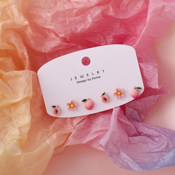 6 Pink Peach Flower Mini Flower Studs