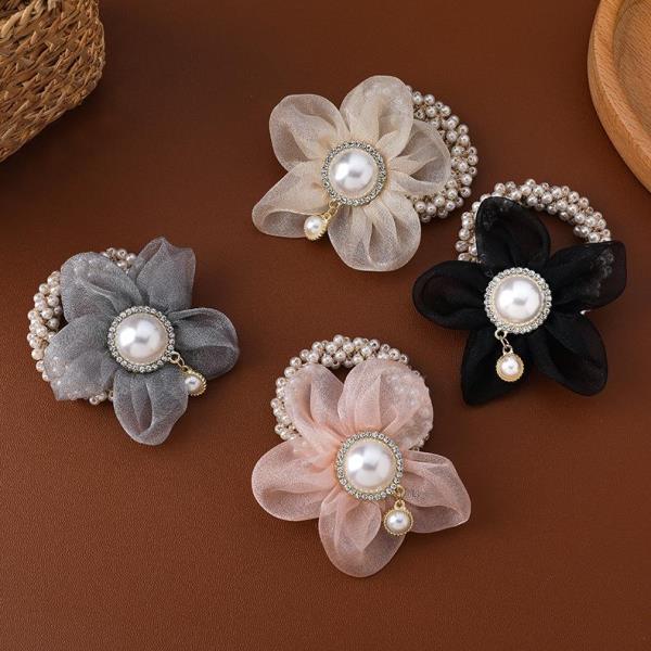 Chiffon Pearl Flower Hair Tie