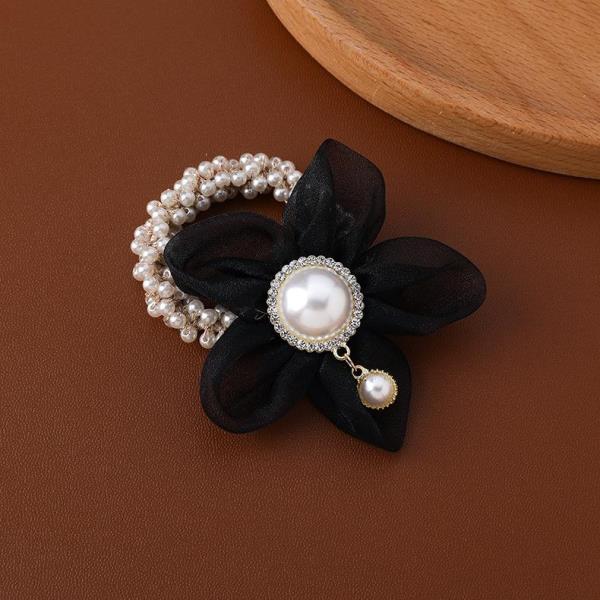 Chiffon Pearl Flower Hair Tie