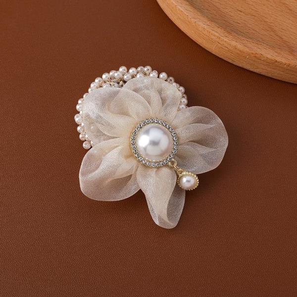 Chiffon Pearl Flower Hair Tie