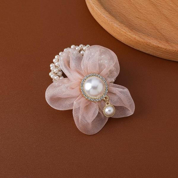 Chiffon Pearl Flower Hair Tie