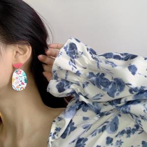 Simple Acrylic Shape Multicolour Pendant Earrings