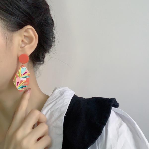 Simple Acrylic Shape Multicolour Pendant Earrings