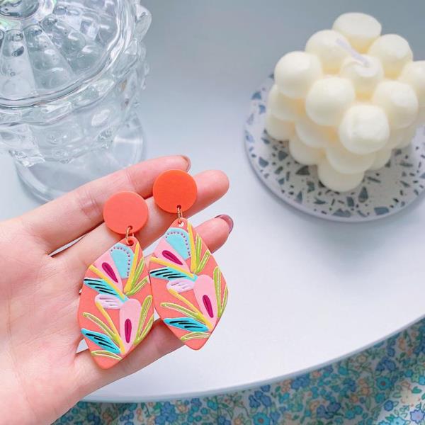 Simple Acrylic Shape Multicolour Pendant Earrings