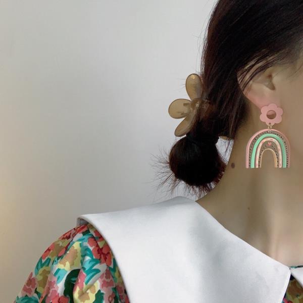 Simple Acrylic Shape Multicolour Pendant Earrings