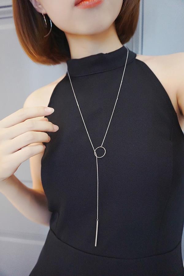 Simple Geometric Tassel Chain Necklace