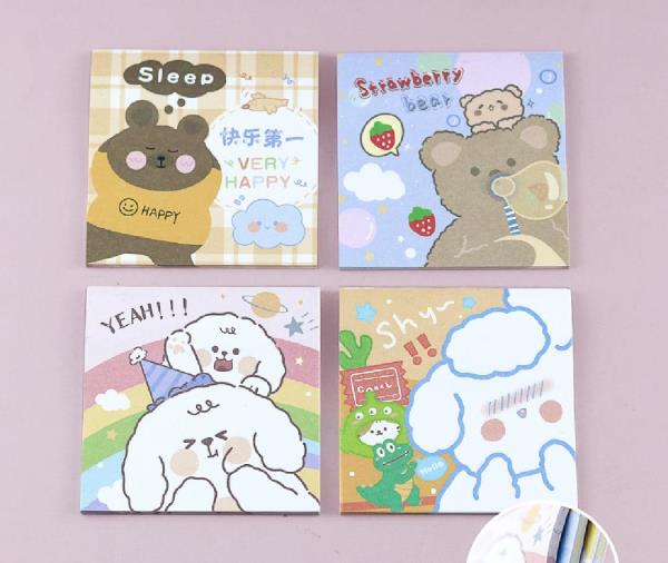 4 Packs Cartoon Bear Sticky Notes