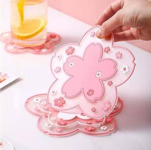 Cherry Blossom Flower PVC Small Coaster