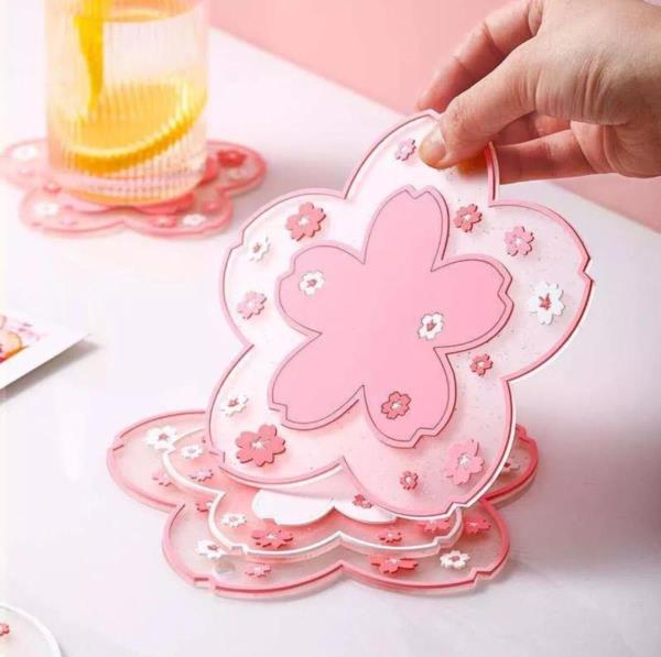 Cherry Blossom Flower PVC Small Coaster