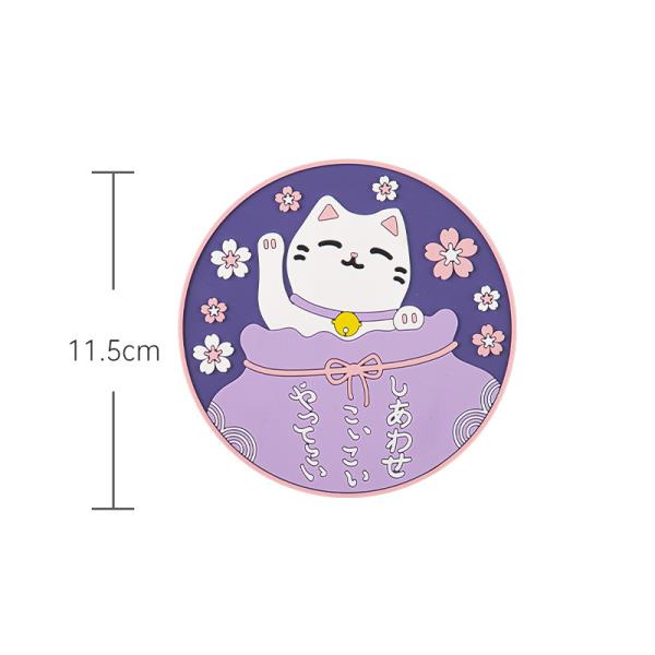 Japanese Cartoon Cat PVC Small Coaster