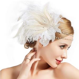 White Faux Pearl Tassel Elastic Head Chain