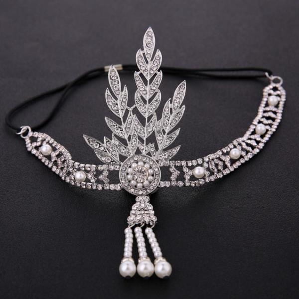 Full Crystal Feather Tassel Forehead Headband