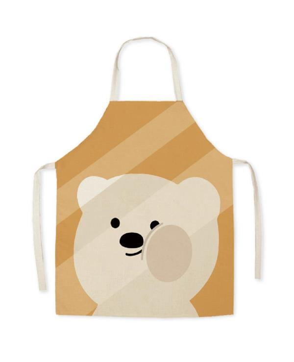 Adjustable Cartoon Flax Bear Cooking Apron