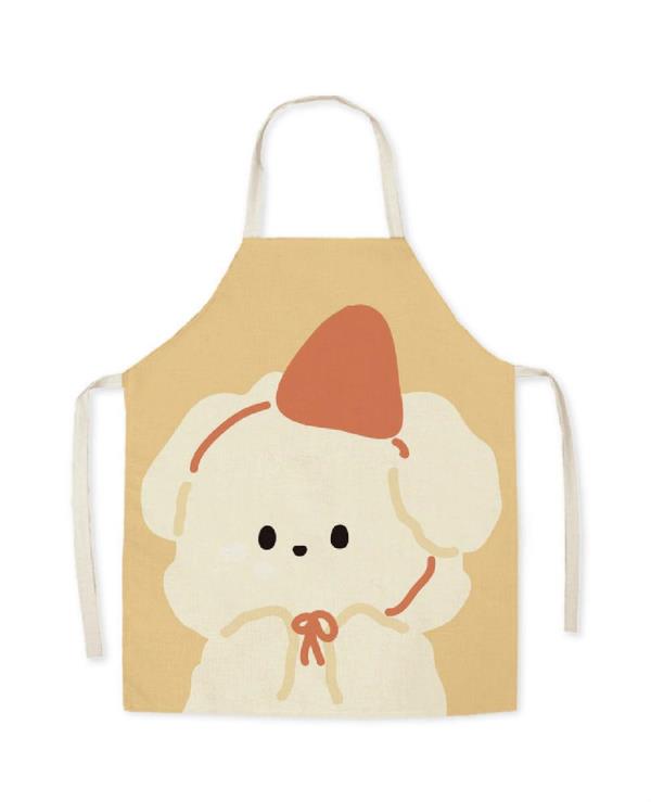 Adjustable Cartoon Flax Bear Cooking Apron