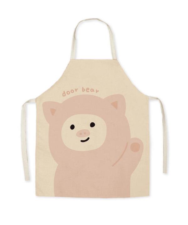 Adjustable Cartoon Flax Bear Cooking Apron