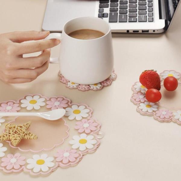 Daisy Flower Silicone Coaster Small Cup Mat