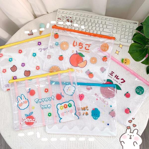 3 Cartoon Document File Stationery Organiser Bag Set