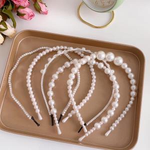 Retro White Pearl Wave Headband