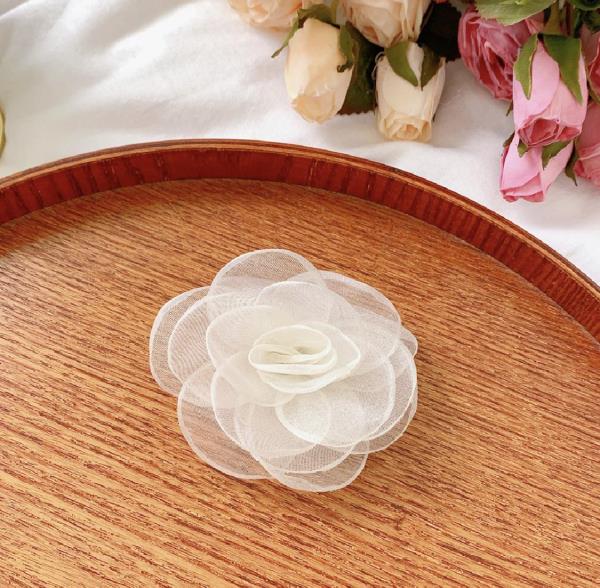 White Lace Camelia Flower Hair Tie