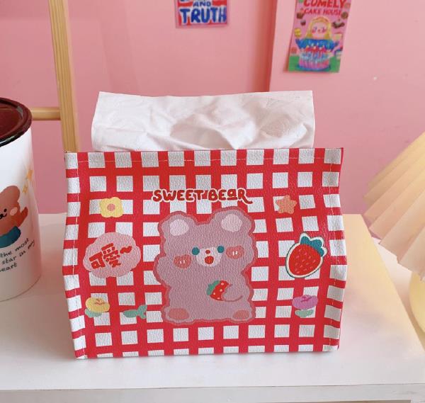 Kawaii PU Leather Napkin Tissue Box Cover