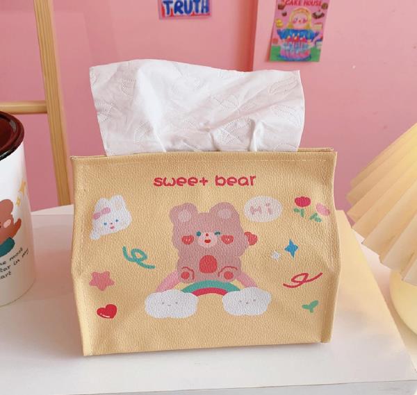 Kawaii PU Leather Napkin Tissue Box Cover