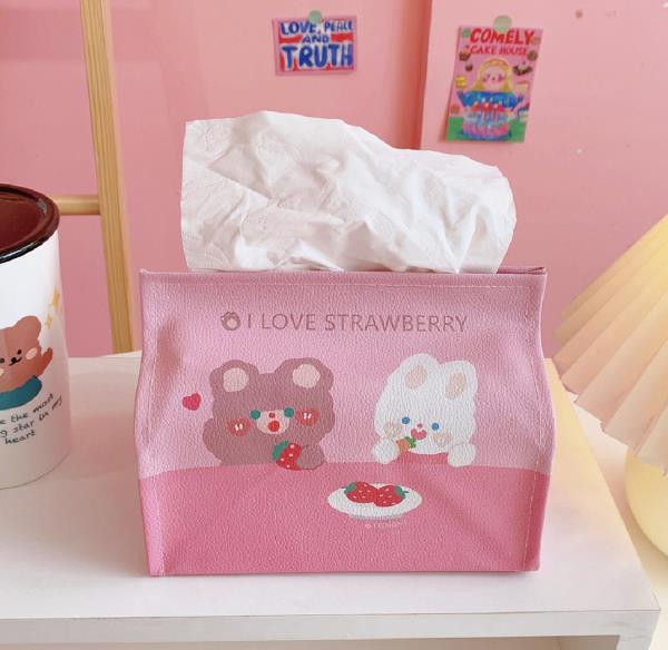 Kawaii PU Leather Napkin Tissue Box Cover