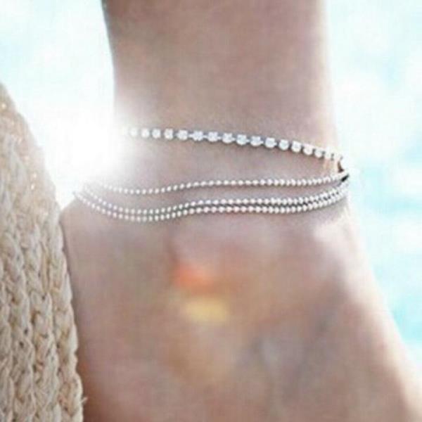 Crystal Beads Multi Layer Anklet