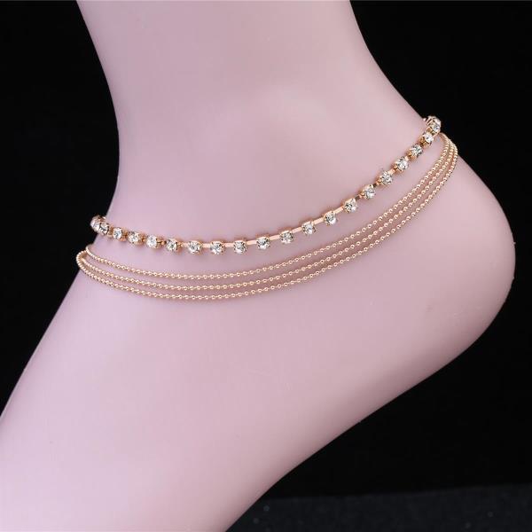 Crystal Beads Multi Layer Anklet