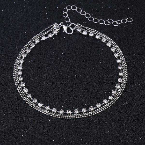 Crystal Beads Multi Layer Anklet