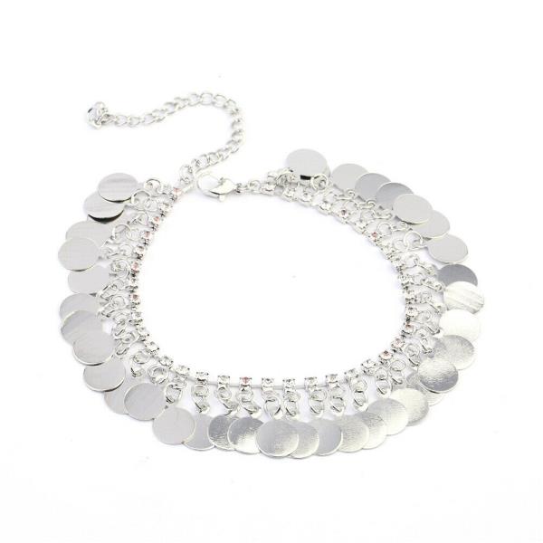 Bohemian Silver Circle Coin Anklet