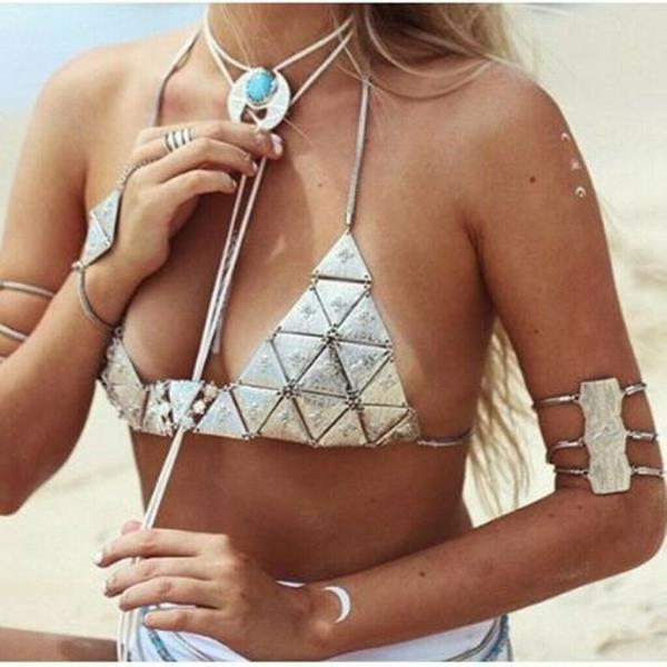 Metal Triangle Bra Chest Body Chain